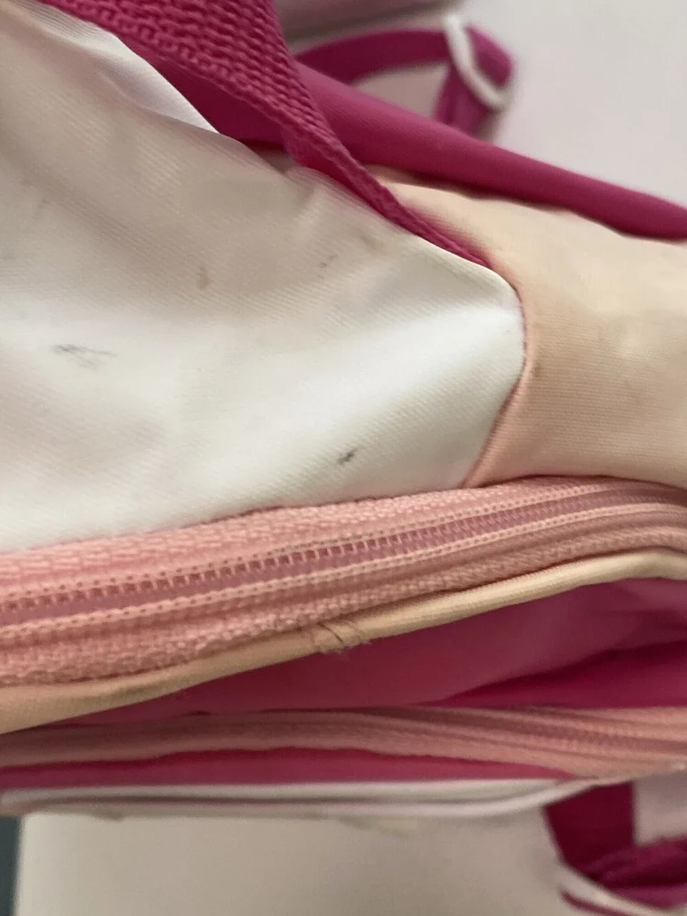 Adidas Pink Mini Backpack White Bungee Front Zip